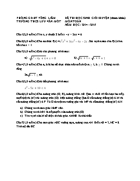 Đề thi học sinh giỏi huyện (tham khảo) môn toán năm học 2014 - 2015 - Trường THCS Lưu Văn Mót